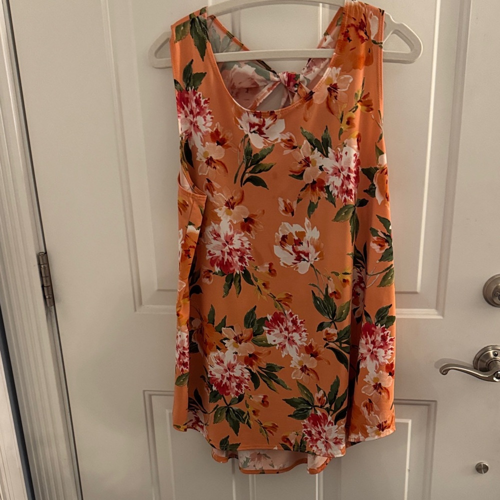 Floral Sleeveless Orange Top